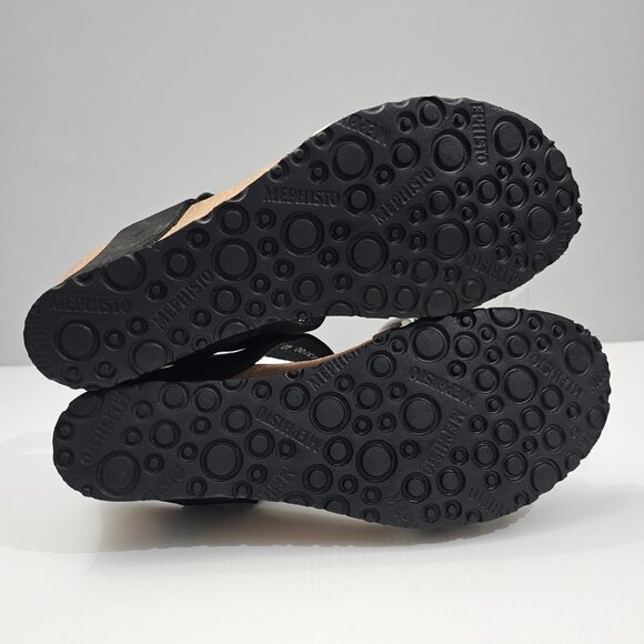 Mephisto Lucia Sandal Platform Wedge Black White Leather Cork EU Size 40 - Picture 10 of 12
